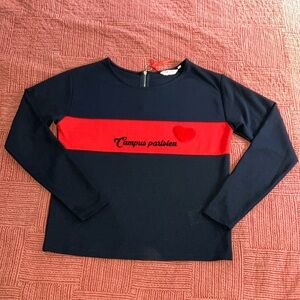 NAF NAF Women's Navy blue and Red Jersey Top